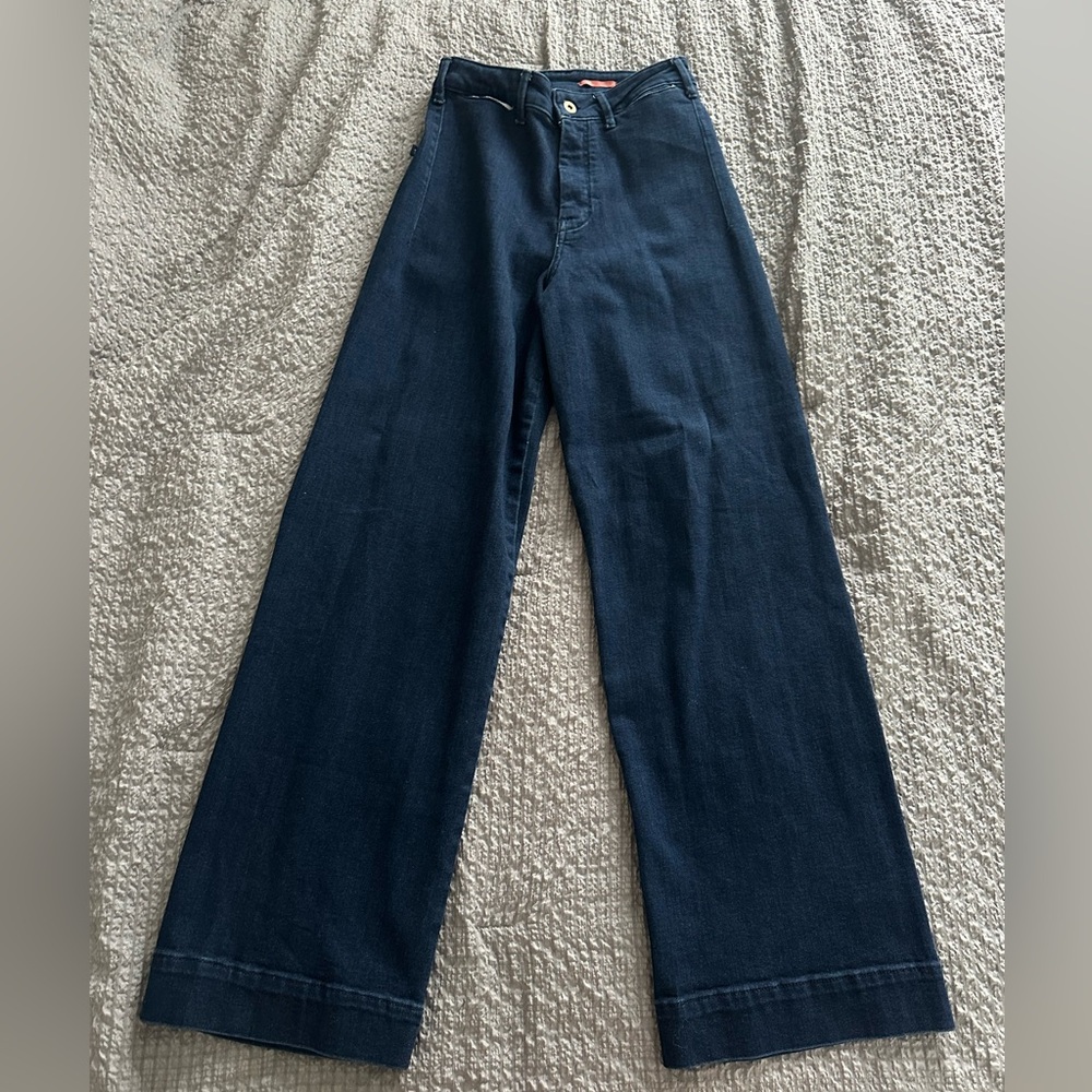 Wide-Leg Dark Blue Jeans